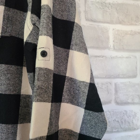 Burnside B8210 Yarn-Dyed Long Sleeve Flannel Mens Medium Black White NWT - Picture 9 of 9